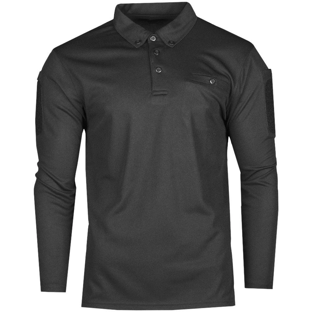 Mil-Tec Tactical Long Sleeve Quick Dry Polo Shirt Black 3 Mil-Tec Tactical Long Sleeve Quick Dry Polo Shirt Black