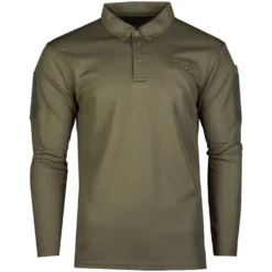 Mil-Tec Tactical Long Sleeve Quick Dry Polo Shirt Olive
