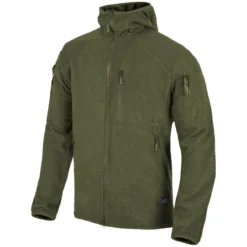 Helikon Alpha Hoodie Jacket Grid Fleece Olive Green